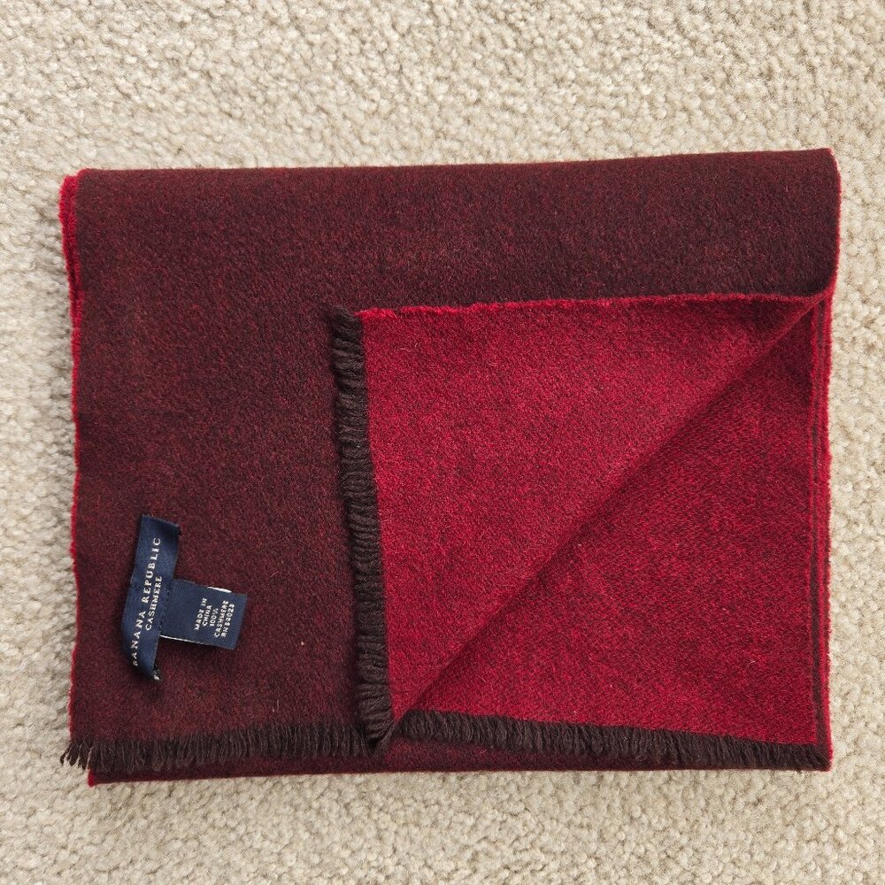 Banana Republic Double Face Cashmere Scarf Brick Burgundy Red - Picture 1 of 9